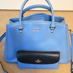 Coach baby blue purse and matching wallet